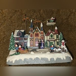 Eluceo In Motion Christmas Village w/ Santa in Sleigh Lights and Sounds